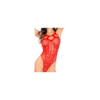 Body en résille rouge, orné de strass avec menottes assorties – Mapalé